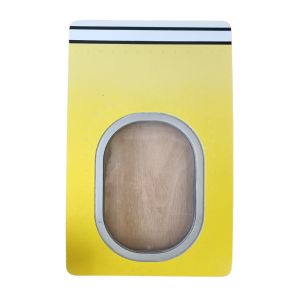 Brussels Airlines Aerosmurf Airbus A320 Single Window – Genuine Fuselage Window Cut | OO‑SND Aviation Collectible